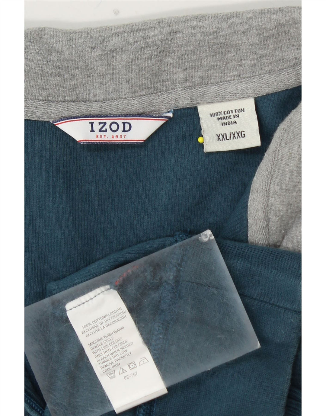 IZOD Herren-Sweatshirt mit Reißverschluss am Hals, 2XL, blaue Baumwolle