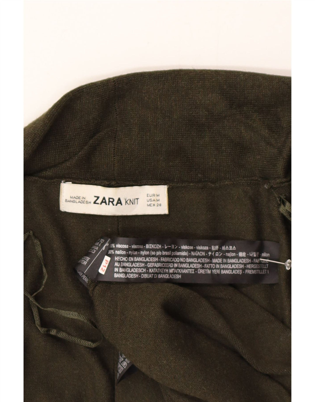 Offener Strickjackenpullover für Damen von Zara UK 12 Mittelgrüne Viskose
