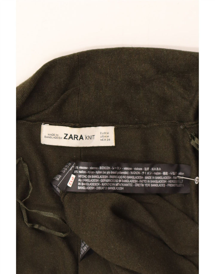 Offener Strickjackenpullover für Damen von Zara UK 12 Mittelgrüne Viskose