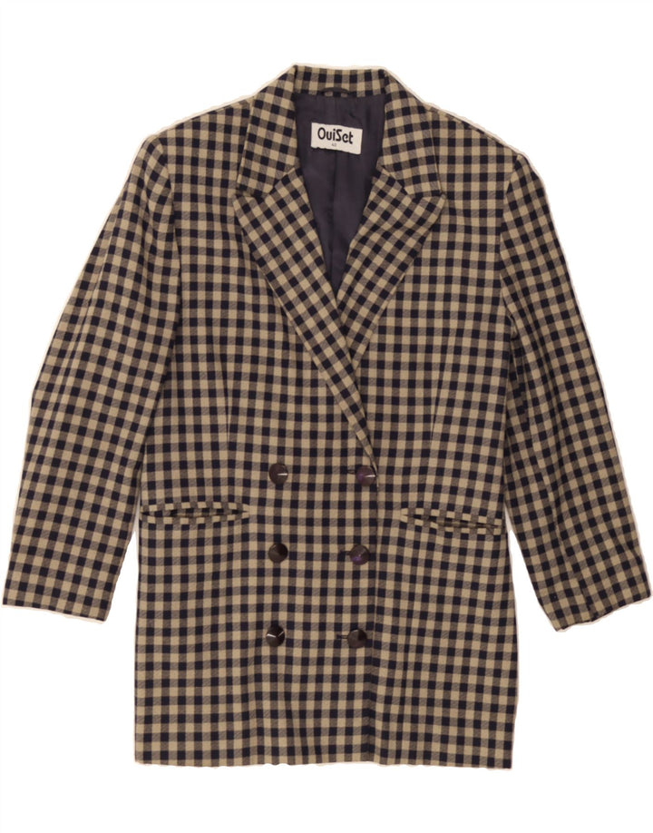 OUI SET Womens Longline Blazer Jacket EU 40 Medium Beige Gingham Vintage Oui Set and Second-Hand Oui Set from Messina Hembry 