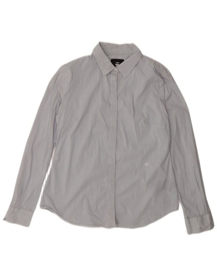 G-Star Damen-Hemd UK 14 aus mittelblauer Nadelstreifen-Baumwolle