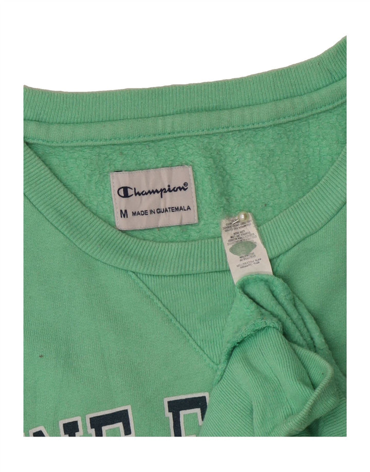 CHAMPION Womens Graphic Sweatshirt Jumper UK 14 Medium Green Cotton Vintage Champion and Second-Hand Champion from Messina Hembry 