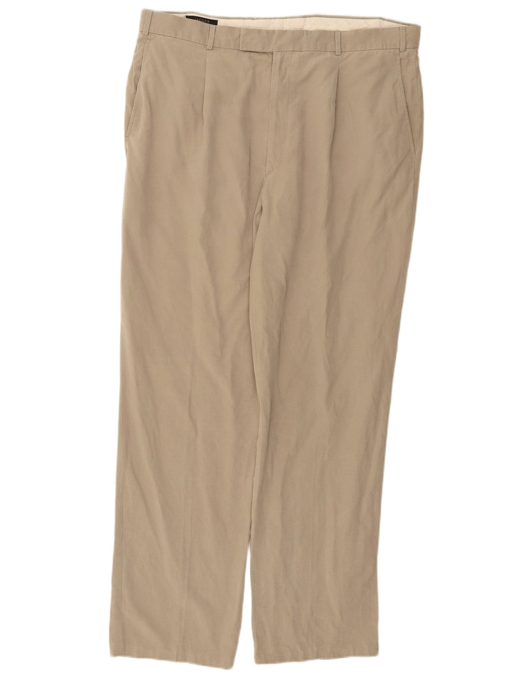 JAEGER Herren gerade Chinohose W36 L30 Khaki Lyocell