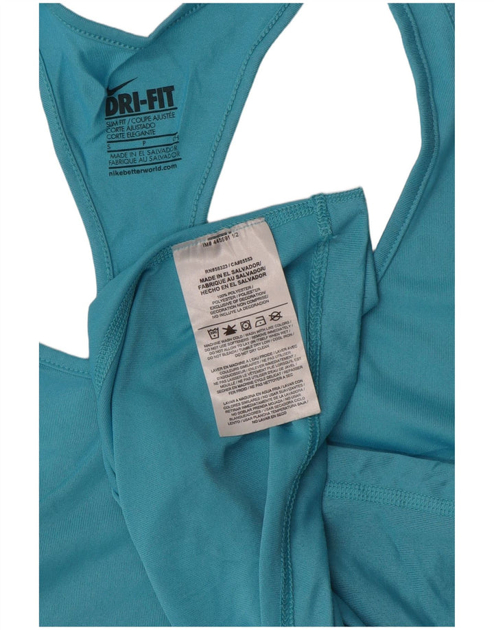 NIKE Damen Dri Fit Slim Fit Weste Top UK 8 Small Blau Polyester