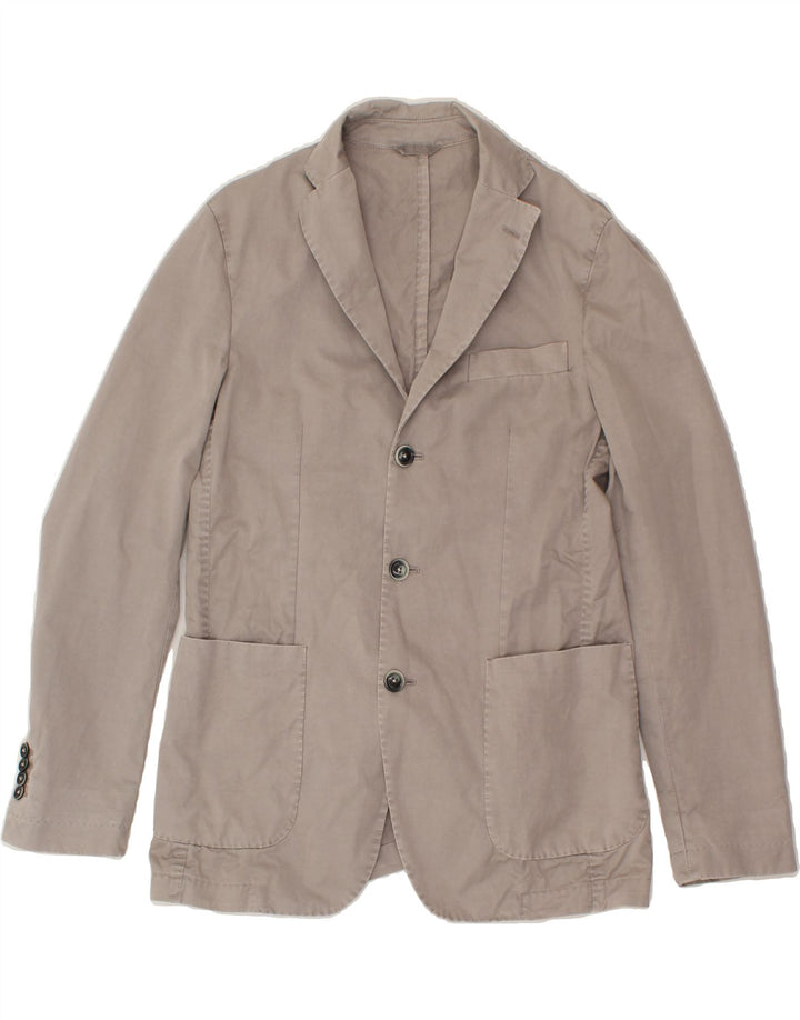 LUIGI BIANCHI Mens Rough 3 Button Blazer Jacket IT 46 Small Grey Cotton Vintage Luigi Bianchi and Second-Hand Luigi Bianchi from Messina Hembry 