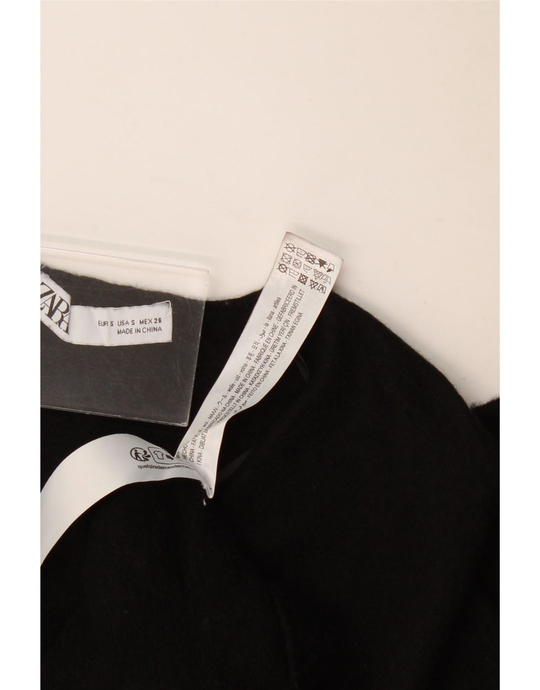 Zara Damen-Pullover mit V-Ausschnitt, Gr. 10, Größe S, schwarze Wolle