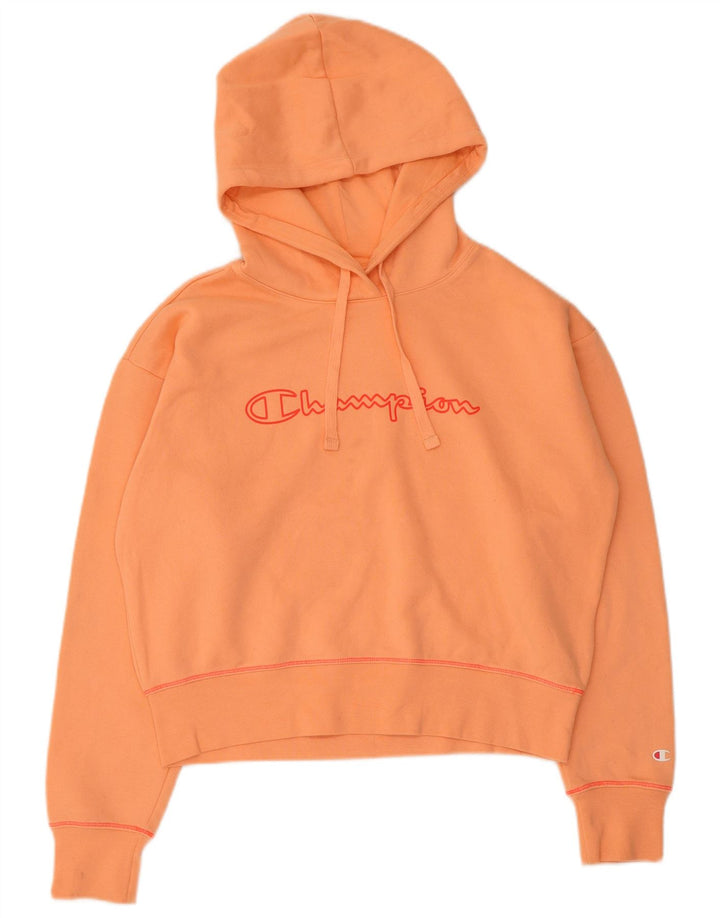 Champion Womens Graphic Oversized Hoodie Pullover UK 14 Mittelorange