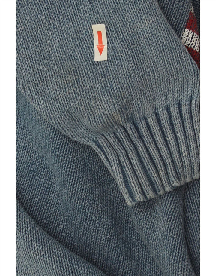 Woolrich Herren-Pullover mit grafischem Rundhalsausschnitt, XL, blau, Baumwolle