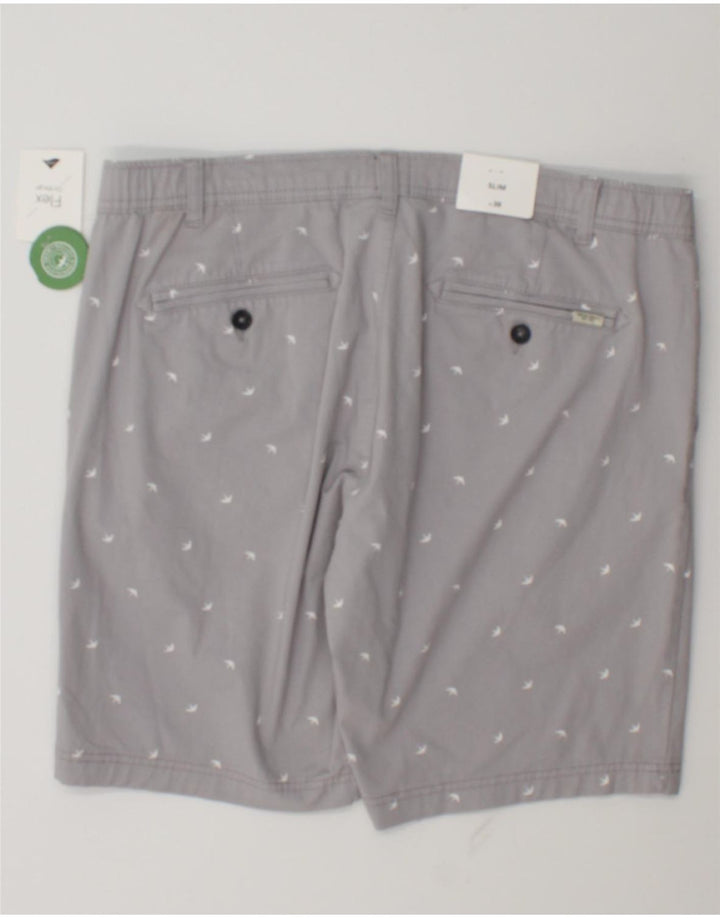 C & A Herren-Chinoshorts mit abstraktem Muster, schmal, W38, XL, graue Baumwolle