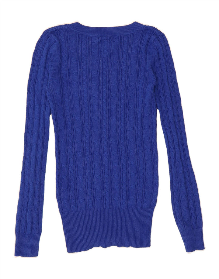 AMERICAN EAGLE Womens V-Neck Jumper Sweater UK 12 Medium Blue Cotton Vintage American Eagle and Second-Hand American Eagle from Messina Hembry 