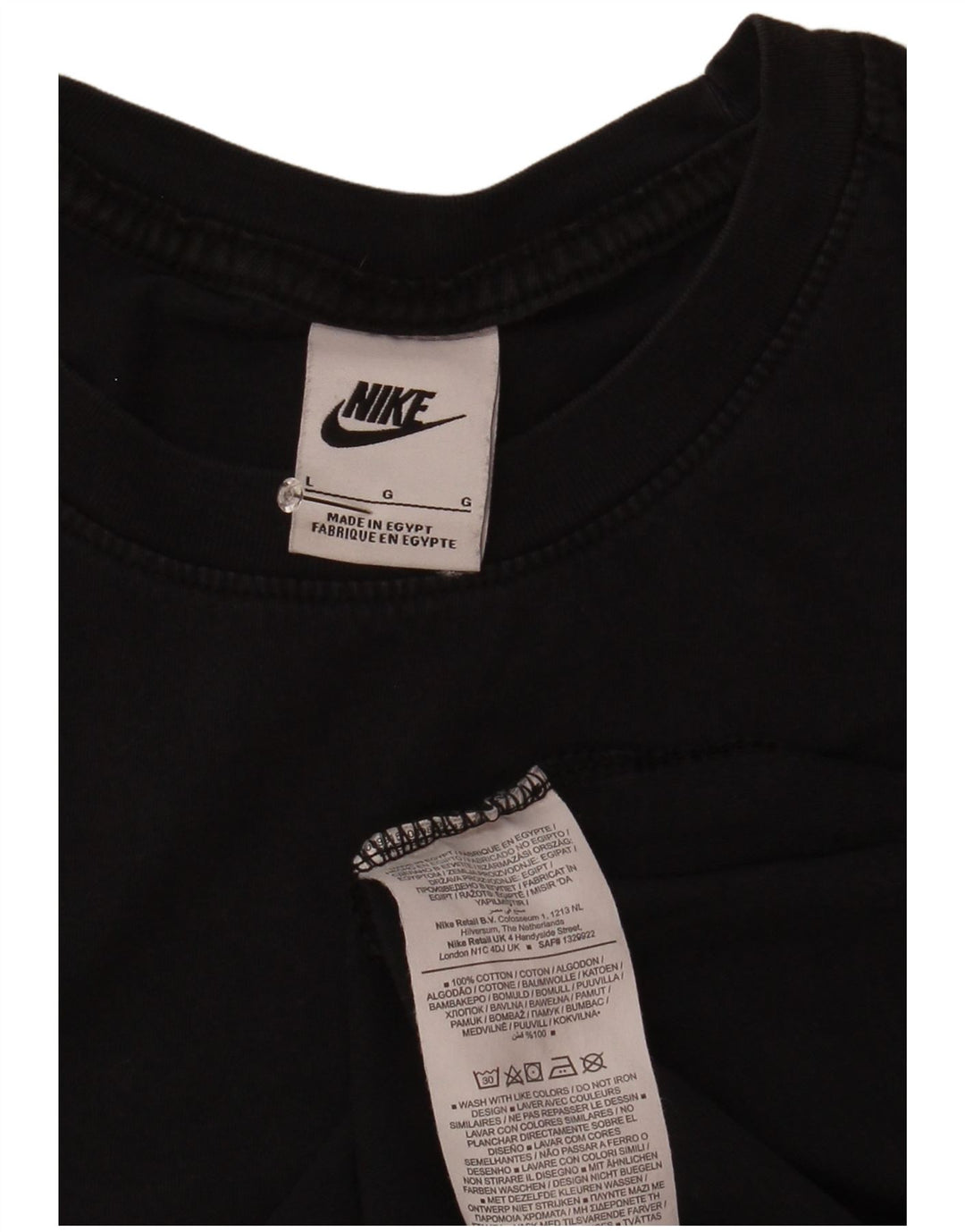 Nike Herren T-Shirt Top Large Schwarz Baumwolle