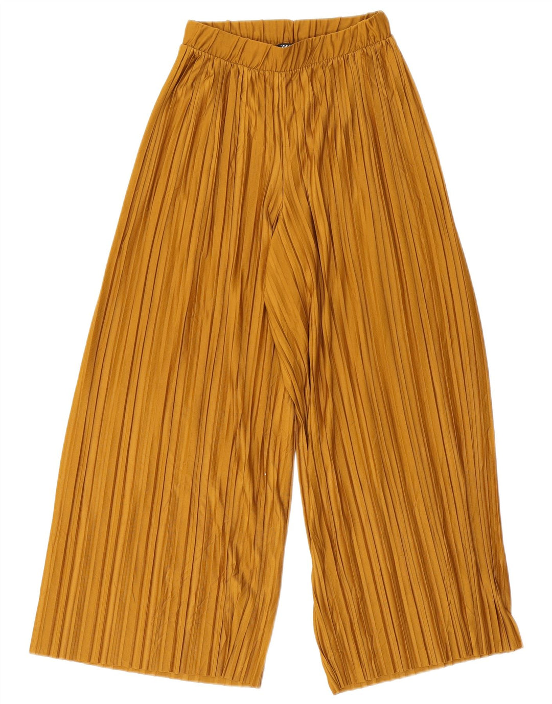 Zara Damen-Hose mit weitem Bein, kurz geschnitten, Größe S, W26, L23, Beige, Polyester