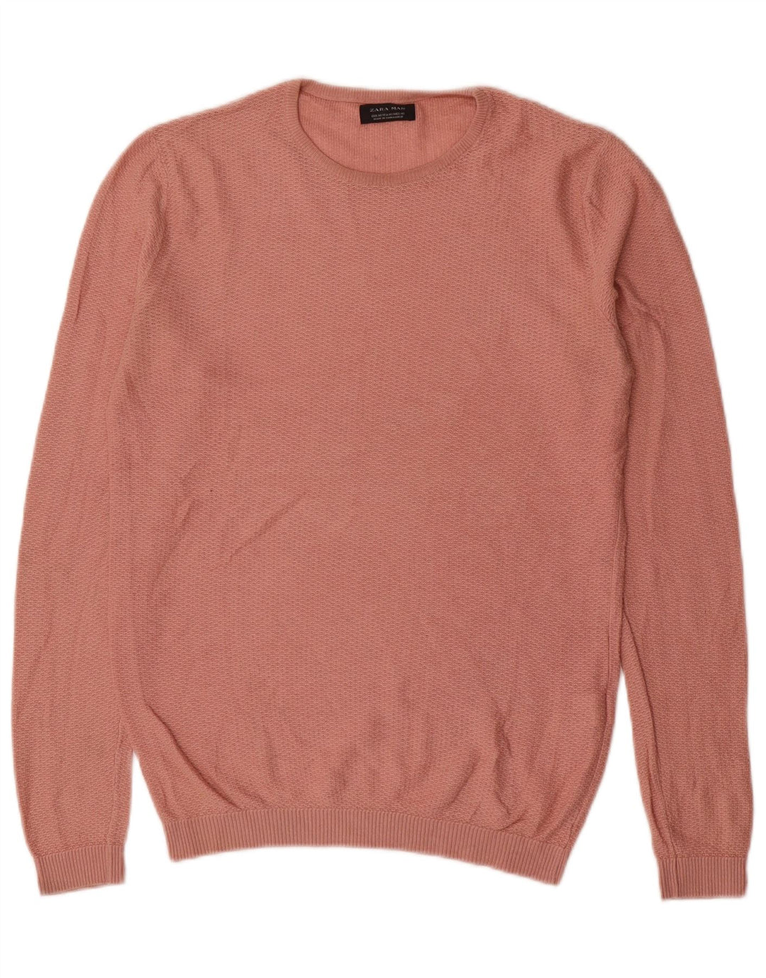 Zara Herren-Pullover mit Rundhalsausschnitt, Mittelrosa, Acryl