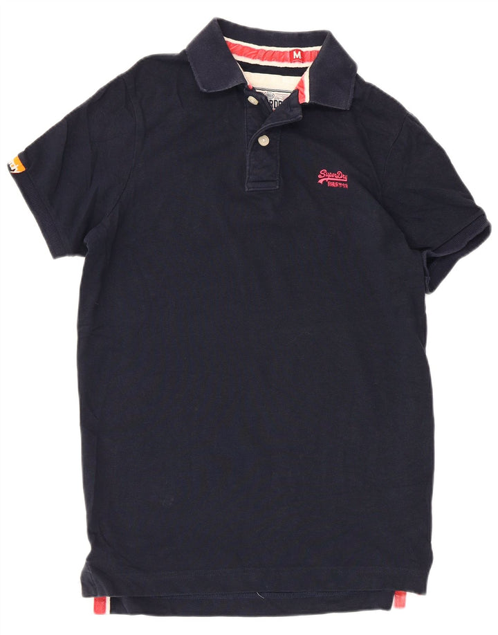 Superdry Herren-Poloshirt aus mittelblauer Baumwolle in Marineblau