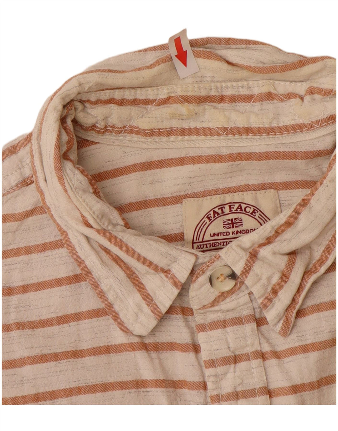 Fat Face Herren-Kurzarmhemd, groß, weiß gestreift, Baumwolle