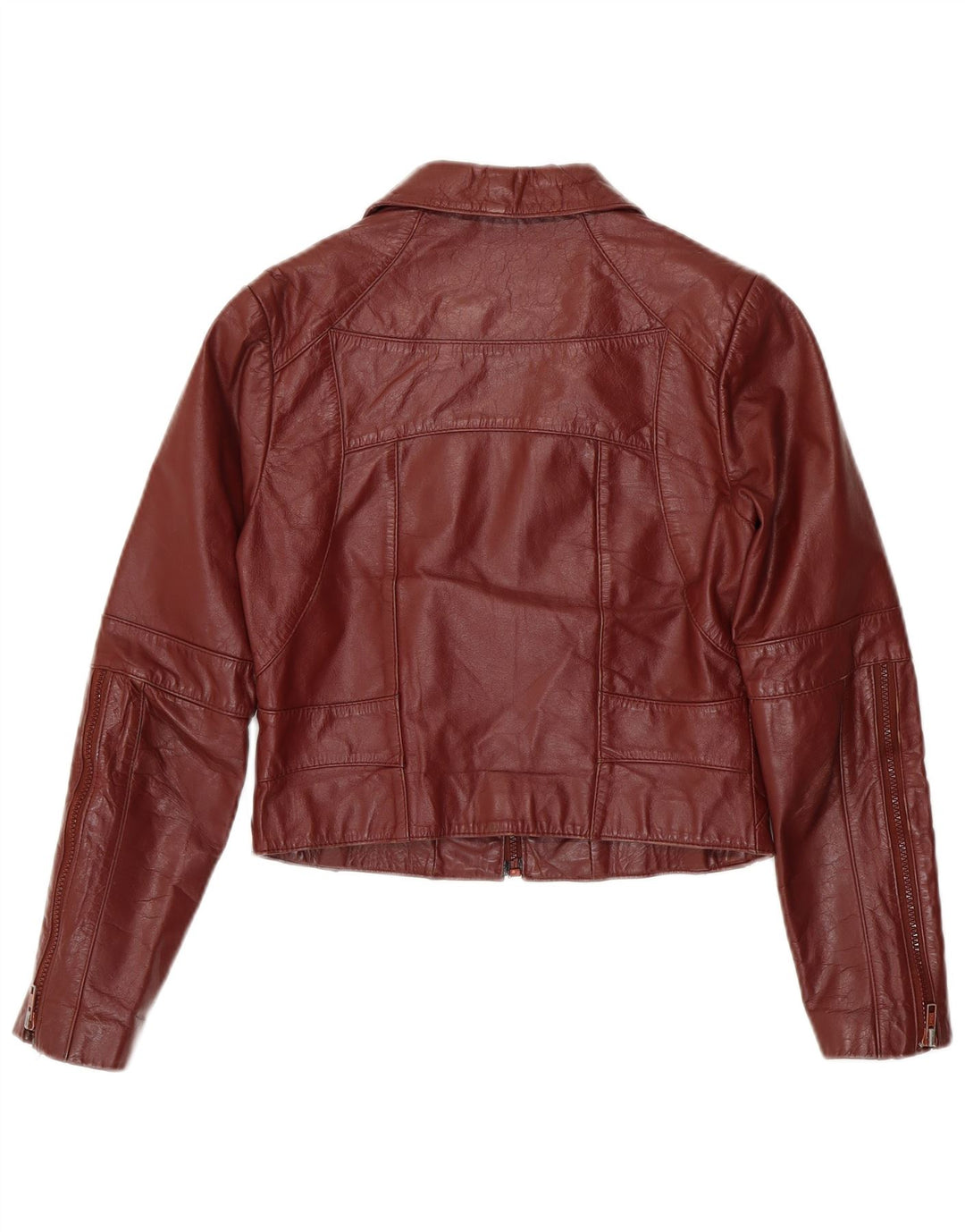 Wilsons Damen Crop Lederjacke UK 8 Small Burgundy Leder