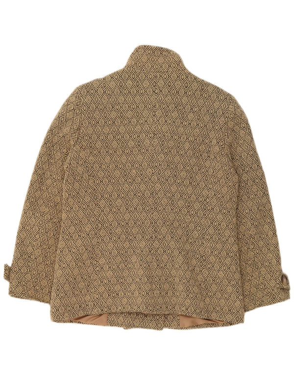 Vintage Damen Pea Coat UK 12 Medium Beige Argyle/Diamant Schurwolle