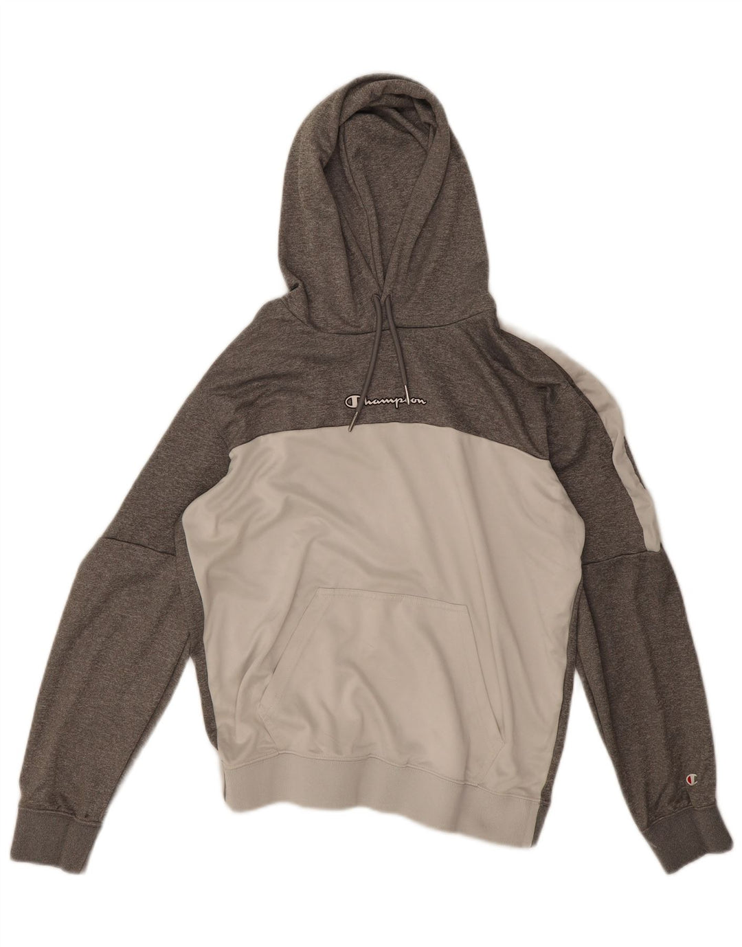 Champion Damen-Pullover mit übergroßem Kapuzenpullover, Gr. 10, Größe S, Grau, Farbblock