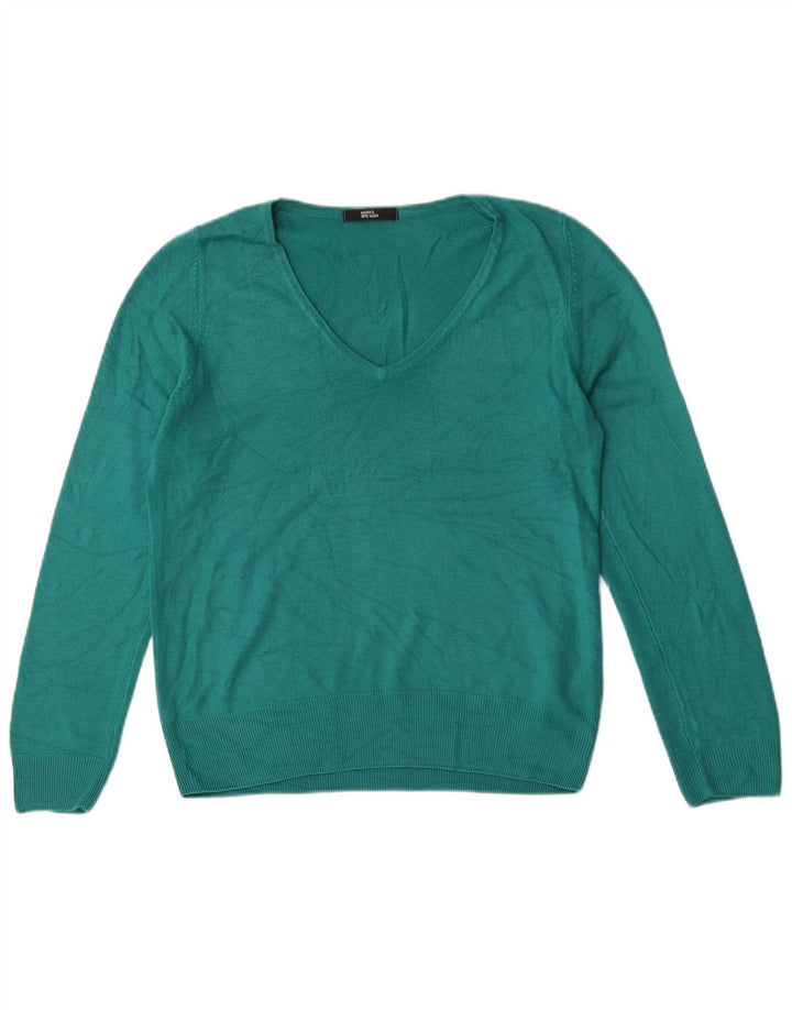 Marks & Spencer Damen-Pullover mit V-Ausschnitt, UK 12, Mittelgrün, Acryl