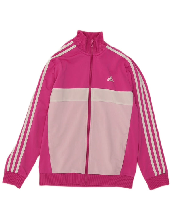 Adidas Mädchen-Trainingsanzug-Top-Jacke, 11–12 Jahre, rosa Farbblock