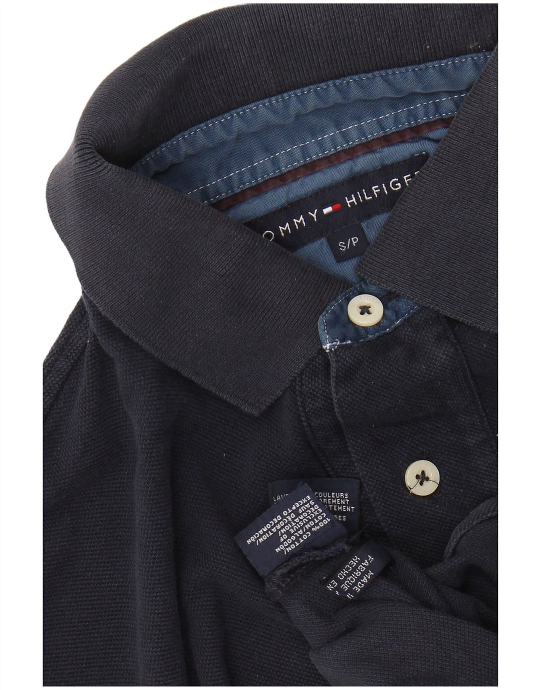 TOMMY HILFIGER Herren Poloshirt Small Marineblau Baumwolle