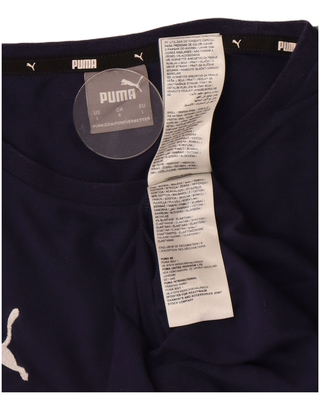 Puma Herren T-Shirt Top Large Marineblau Baumwolle