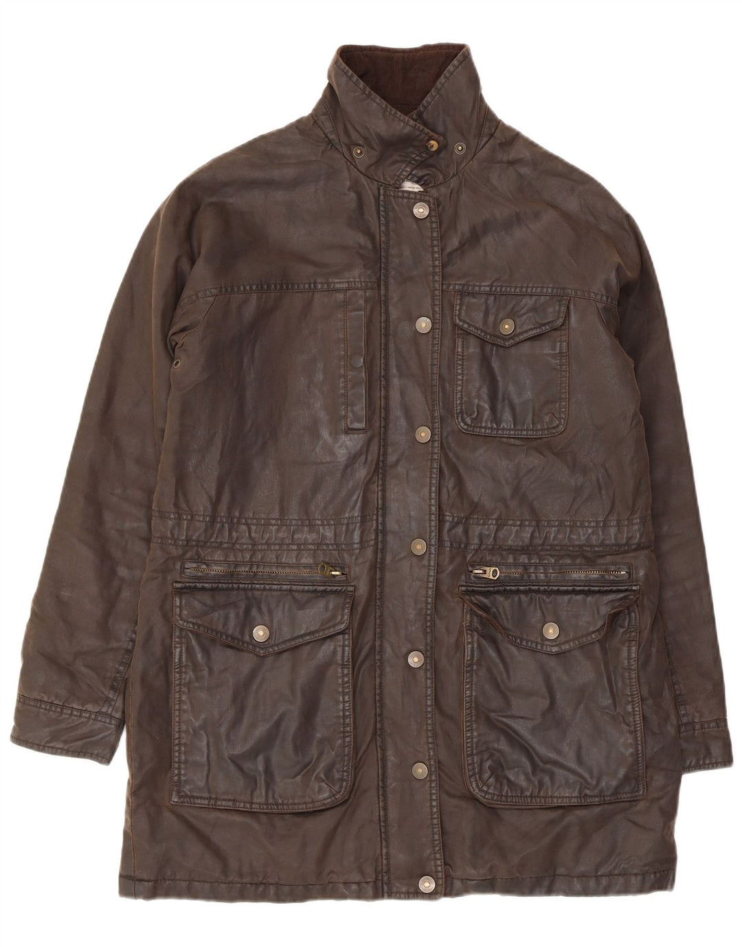 FAT FACE Damen-Übergröße, gewachste Baumwolljacke, UK 10, kleine braune Baumwolle