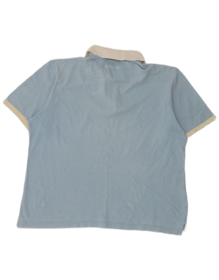 Sergio Tacchini Herren-Poloshirt IT 48 Mittelblaue Colourblock-Baumwolle