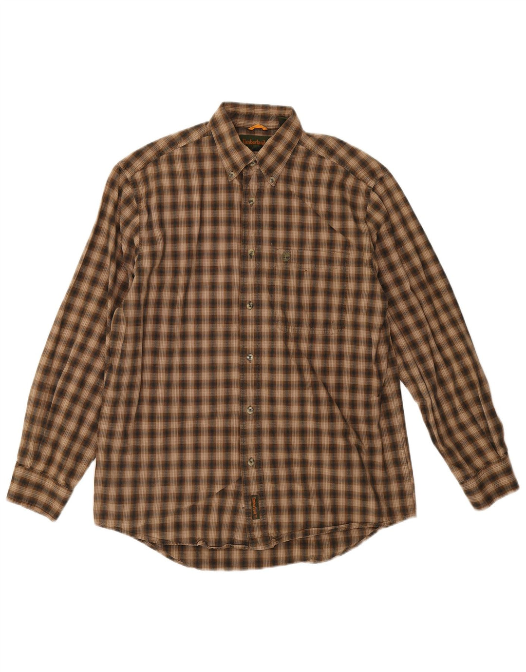 Timberland Herren-Flanellhemd, klein, braun, kariert, Baumwolle