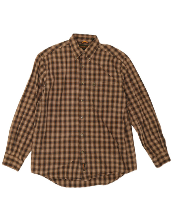 Timberland Herren-Flanellhemd, klein, braun, kariert, Baumwolle