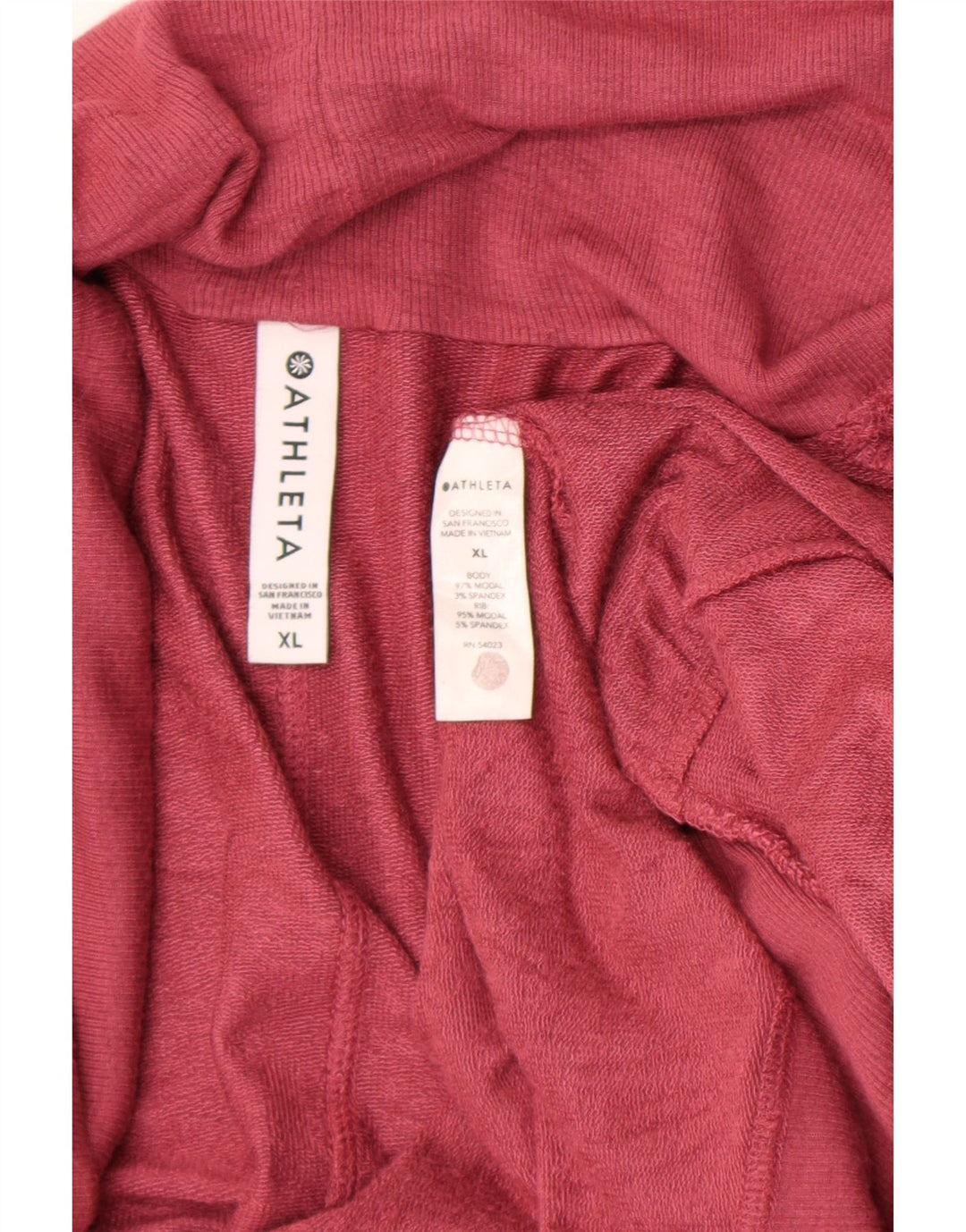Athleta Damen Longline Open Cardigan Pullover UK 18 XL Rot Modal