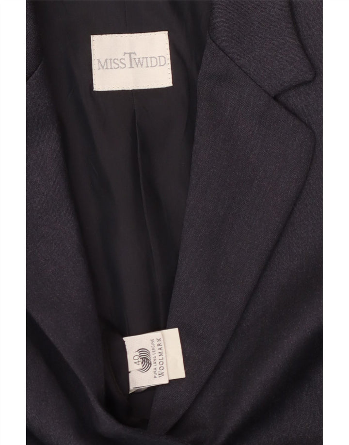MISSTWIDD Damen-Blazer mit 2 Knöpfen, Größe 40, klein, marineblaue Schurwolle
