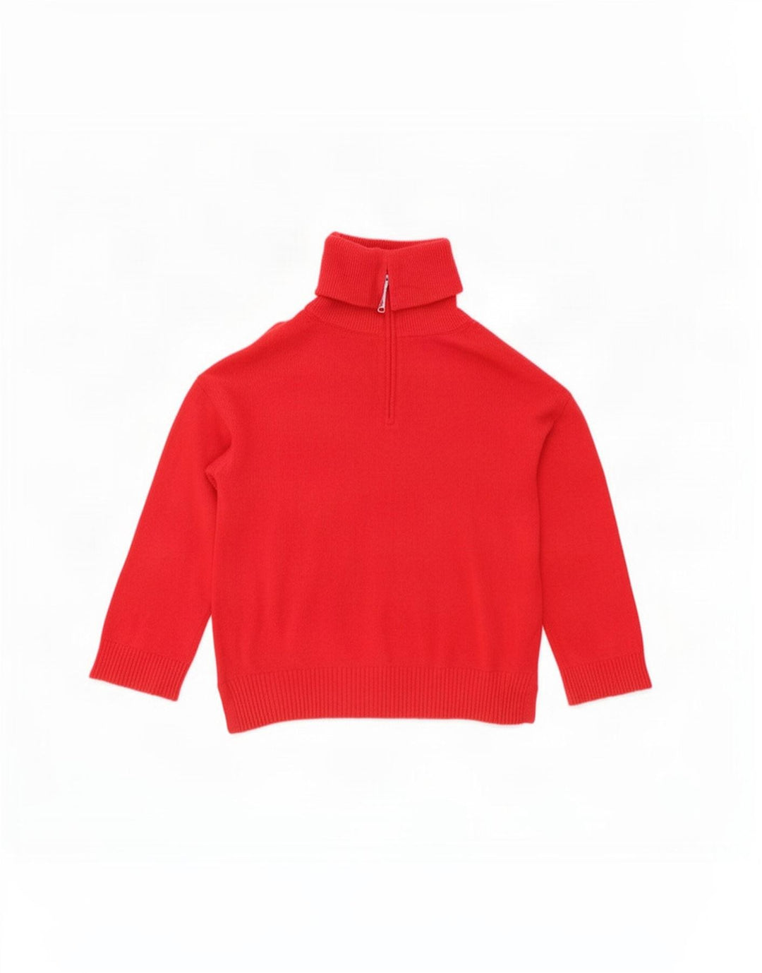 Massimo Dutti Damen-Pullover mit Reißverschluss am Hals, UK 16, große rote Wolle