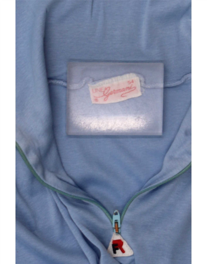 Vintage Herren 1/4 Reißverschluss Top Langarm XL Blau