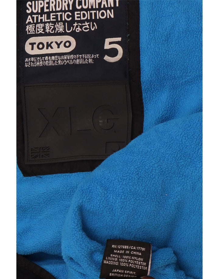 SUPERDRY Wattierte Herren-Weste mit Kapuze, UK 42 XL, schwarzes Nylon