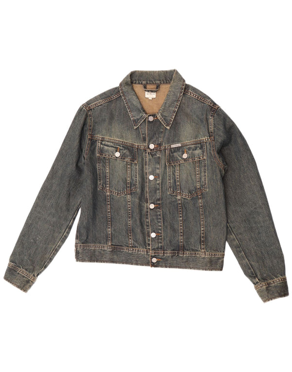 Calvin Klein Jeans Damen Jeansjacke UK 16 Große blaue Baumwolle