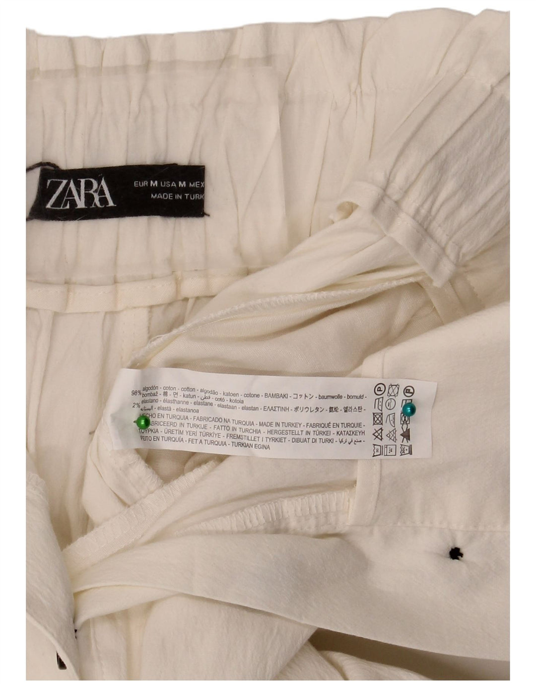 Zara Damen-Shorts mit hoher Taille, mittelgroß, W28, weiße Baumwolle
