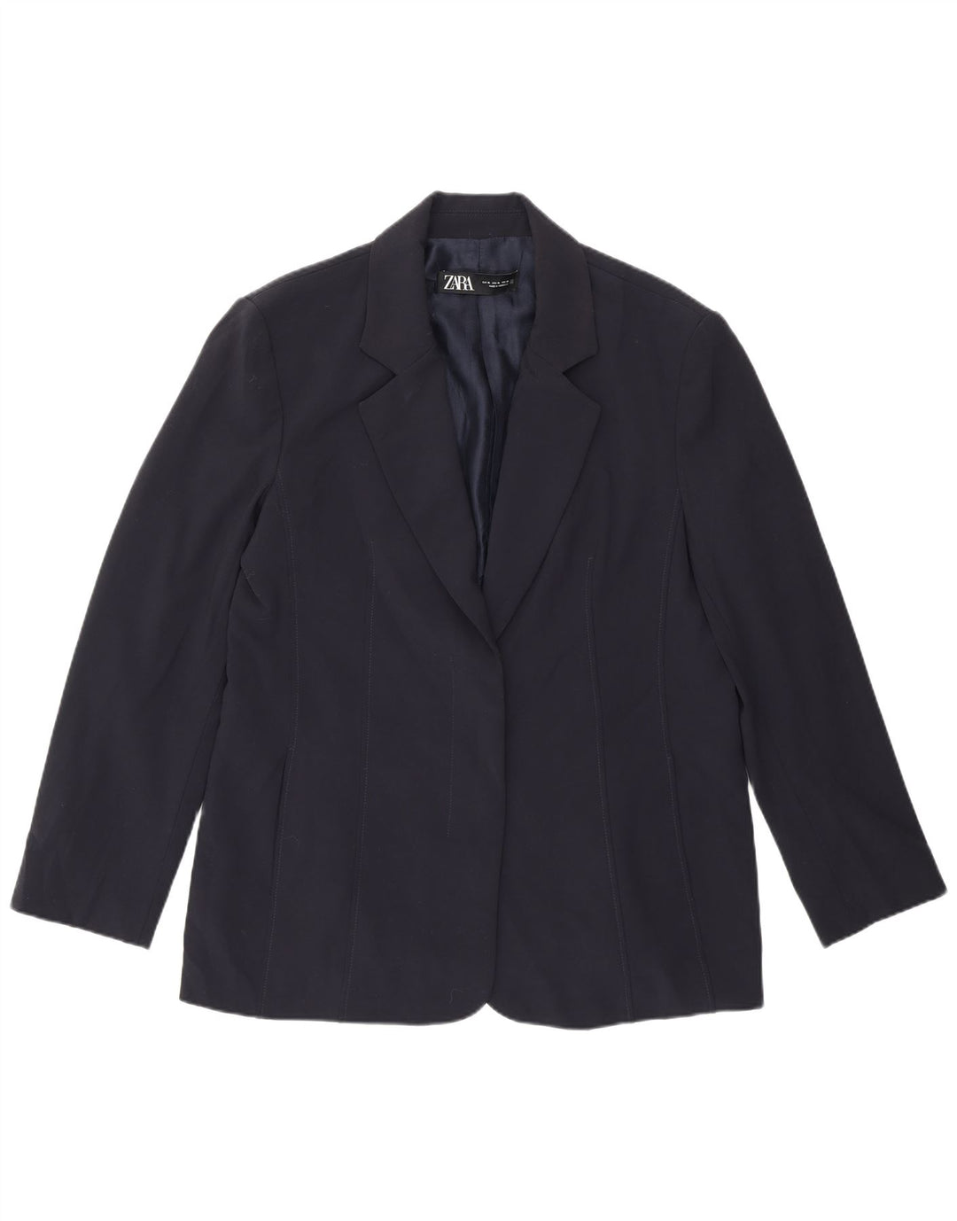 Zara Damen Blazer Jacke UK 18 XL Marineblau Polyester