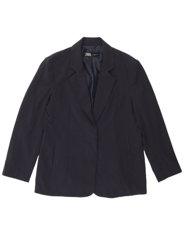 Zara Damen Blazer Jacke UK 18 XL Marineblau Polyester
