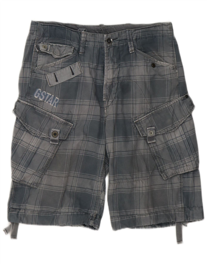 G-Star Herren Cargoshorts W32 mittelgrau karierte Baumwolle