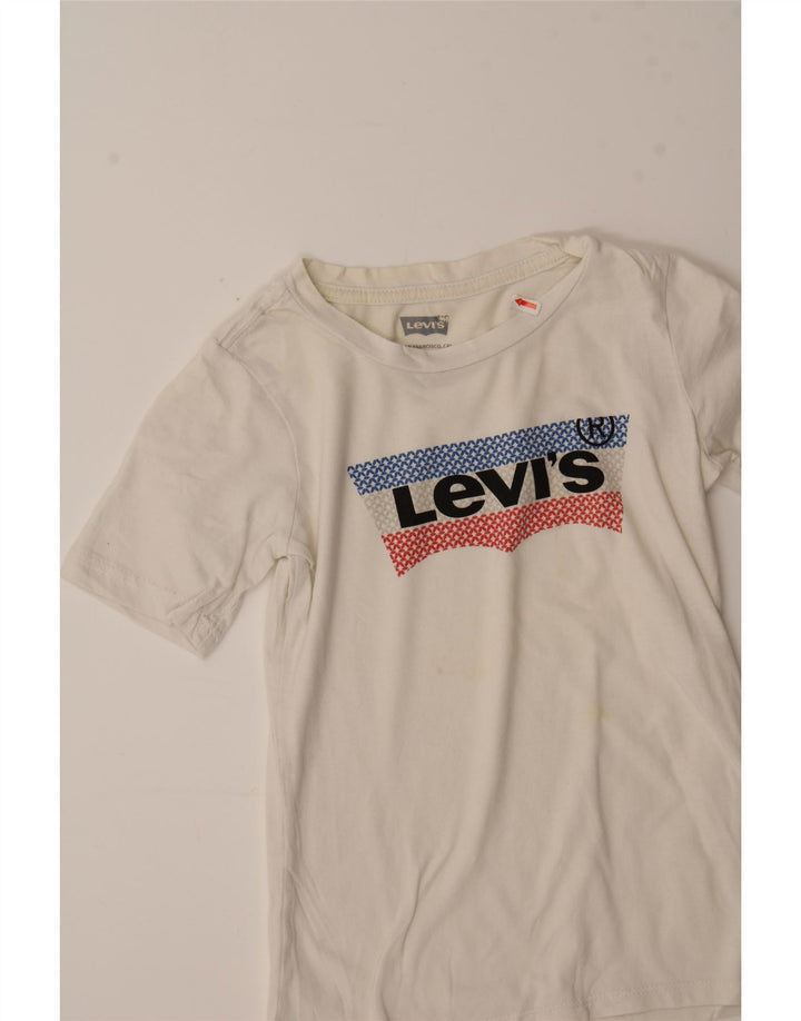 LEVI'S Boys Graphic T-Shirt Top 9-10 Years White Vintage Levi's and Second-Hand Levi's from Messina Hembry 