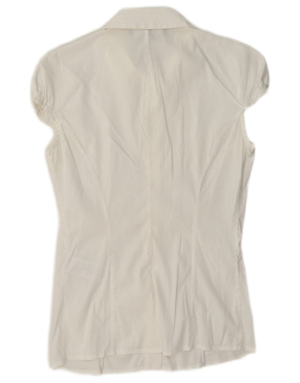 Elisabetta Franchi Damen Kurzarm-Hemdbluse IT 40 Small Weiß