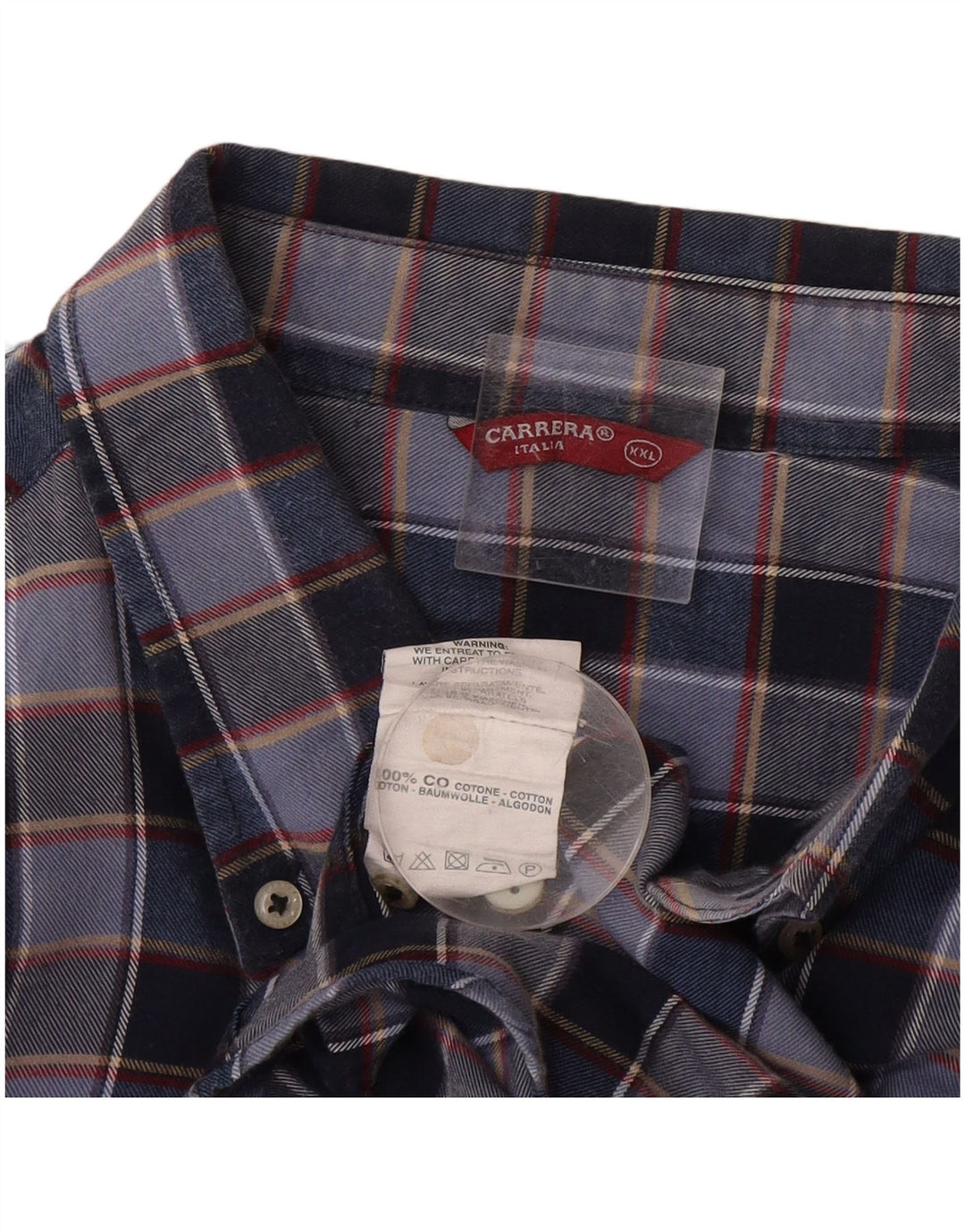 Carrera Herren-Flanellhemd 2XL, blau kariert, Baumwolle