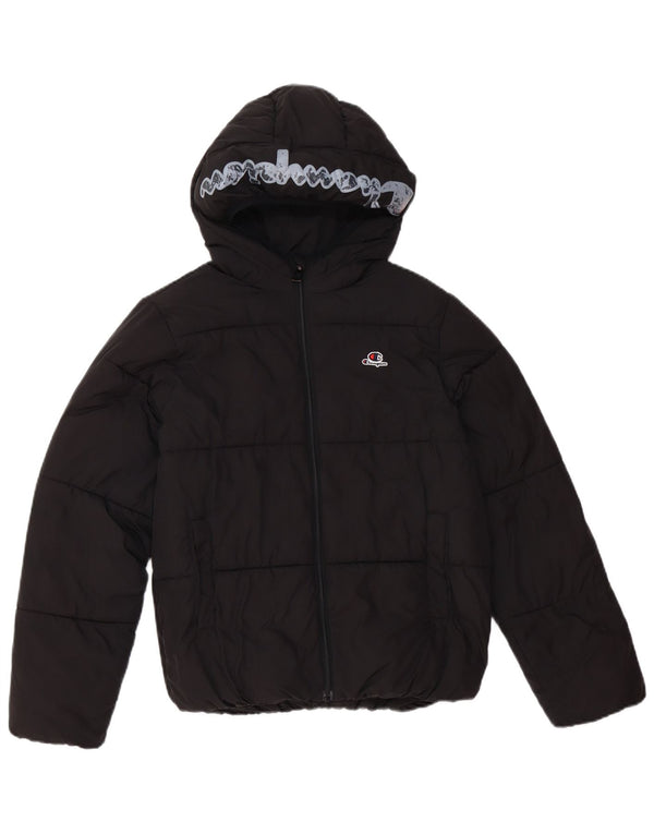 CHAMPION Wattierte Jacke mit grafischer Kapuze für Jungen, 15–16 Jahre, 2XL, Schwarz