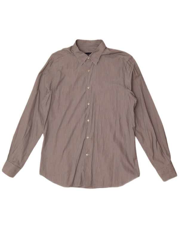 Massimo Dutti Herren Slim Fit Hemd XL Grau Nadelstreifen Baumwolle