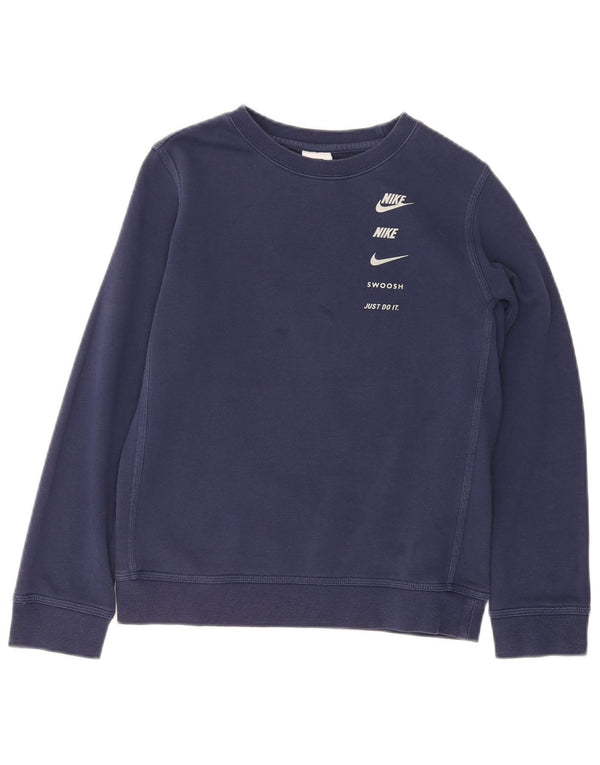 NIKE Jungen-Sweatshirt mit Swoosh-Grafik, 10–11 Jahre, mittleres Marineblau