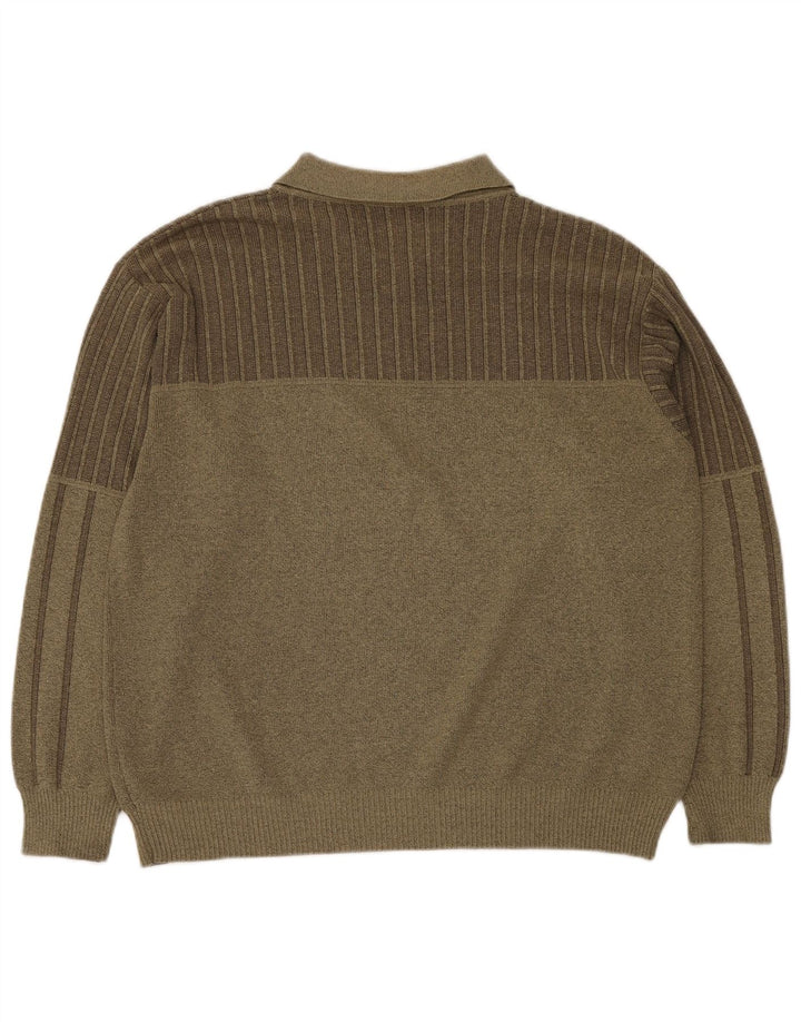 BREIDHOF Herren-Pullover mit Rollkragen, groß, Khaki, gestreift, Polyacryl