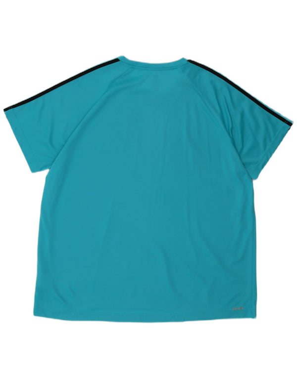 Adidas Herren T-Shirt Top XL Türkis gestreift Polyester Sport