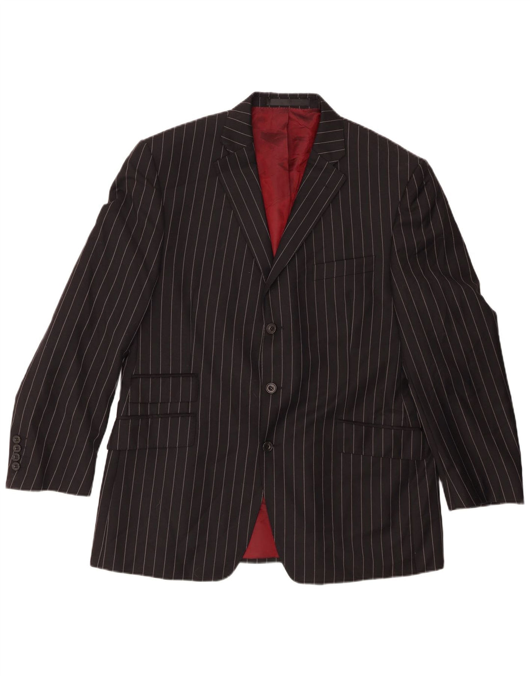 Marks & Spencer Herren-Blazer mit 3 Knöpfen, Gr. 42, Größe L, Schwarz, Nadelstreifen