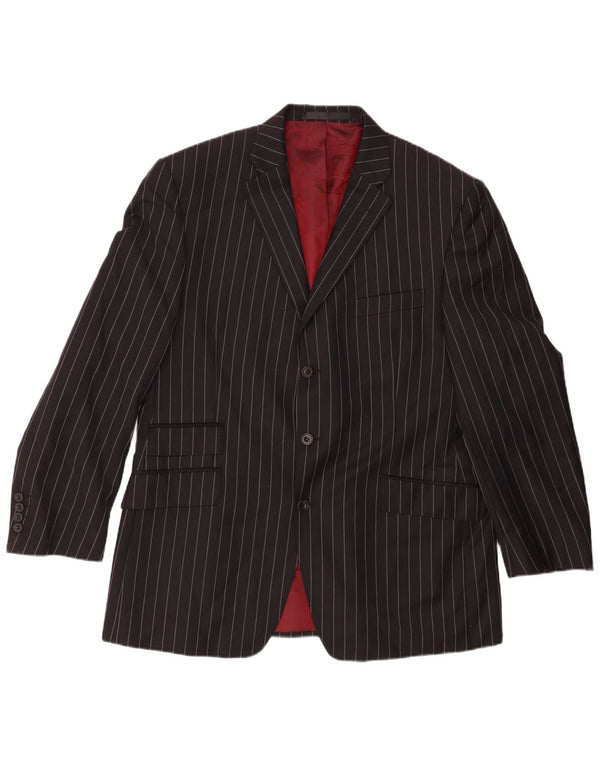 Marks & Spencer Herren-Blazer mit 3 Knöpfen, Gr. 42, Größe L, Schwarz, Nadelstreifen